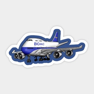 BOAC 747 Jumbo Jet Cartoon Art Sticker